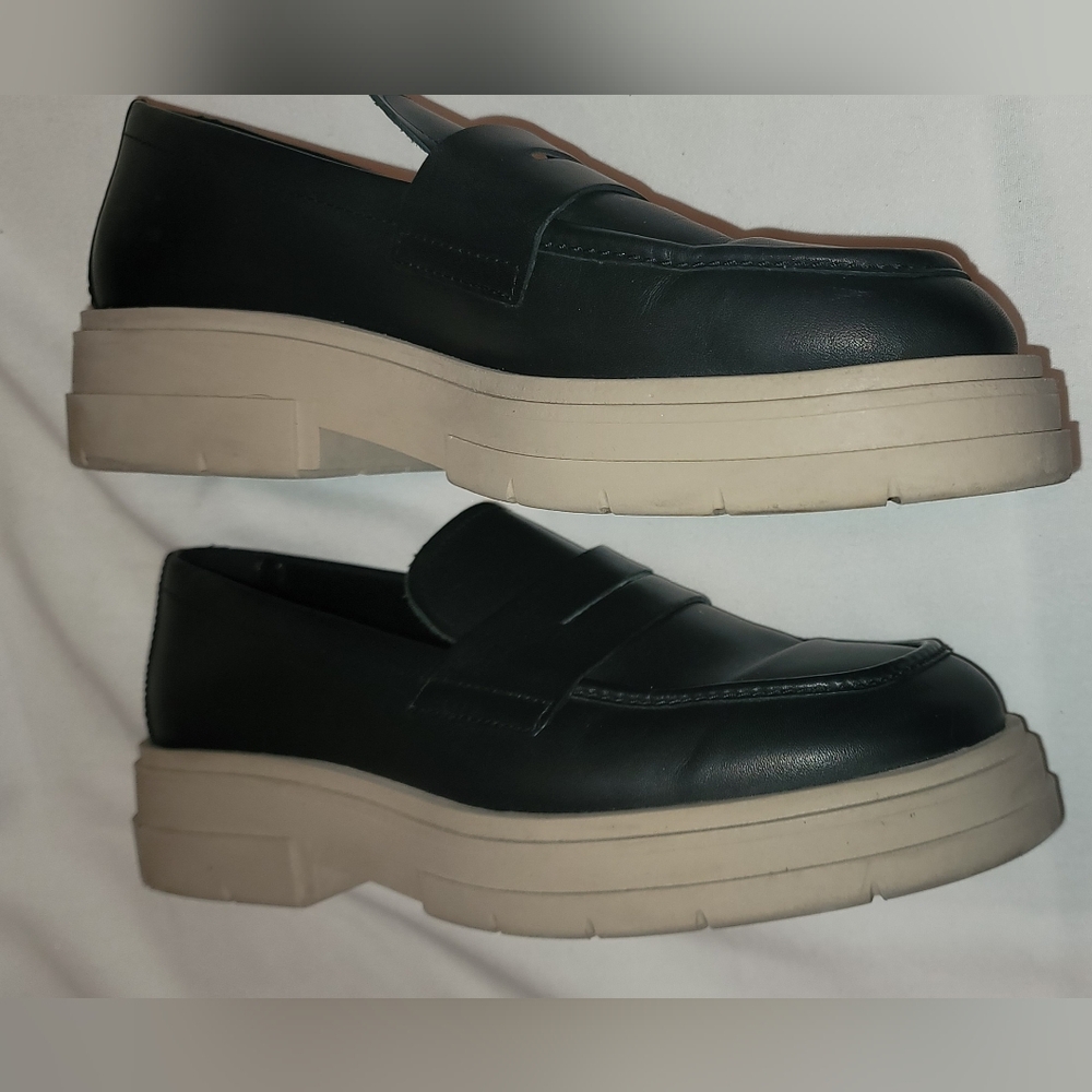 Zara Black Leather Slip-On Loafers Mens Size 45 - Picture 6 of 13